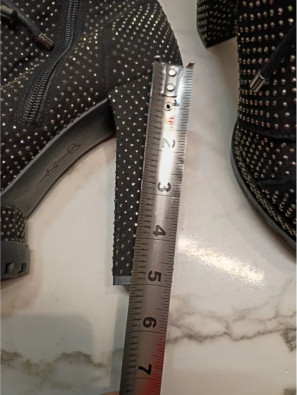 Jessica Simpson Dotted Black Bootie Size 8 1/2m39 Used